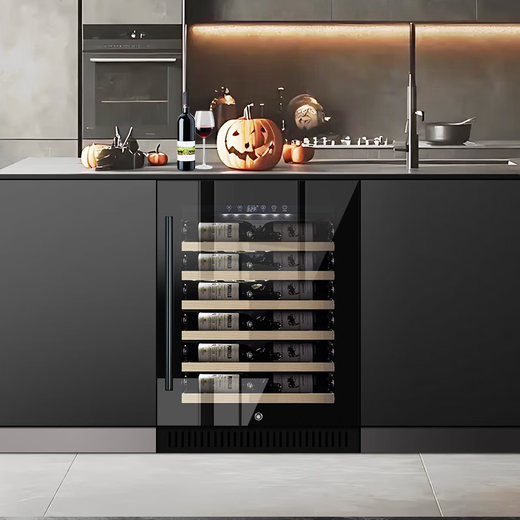 DBERLAN 420 ultra-thin dining side built-in red wine cabinet constant temperature wine cabinet tea beverage refrigerator living room home under-counter 420 deep glass door wine cabinet + ice bar combination 200L