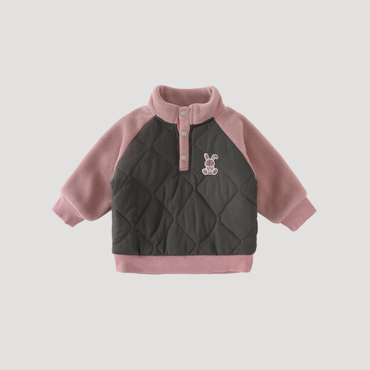 Bali Piglet Children's Cotton Clothes Autumn and Winter Thickened Warm Outing Clothes Baby Cotton Jacket Girls Mid-High Collar Cotton Clothes Boys Tops Gray Pink Purple 120