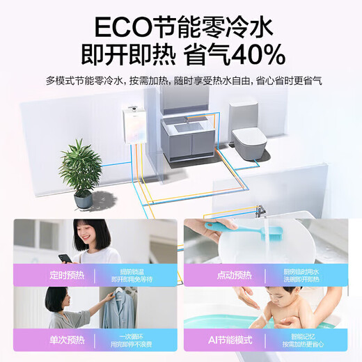 Vanward Bailu P6 ULTRA 210% supercharged zero cold water 16 liters gas water heater natural gas first level constant temperature energy saving frequency conversion supercharged zero cold water colorful pear white