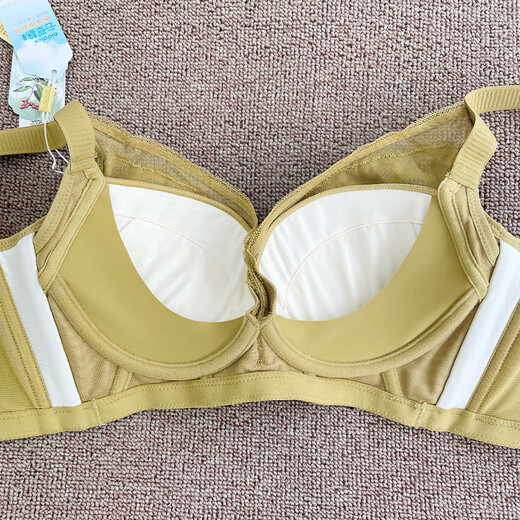 Aidai 2023 New BRA 6629 Top montierte atmungsaktive Meridian-Einstellung Typ Weichstahl Ring Frauen Unterwäsche gelbe Blätter (Dicke ca. 2 cm) 75B mittelschwerbecher ca. 1 cm