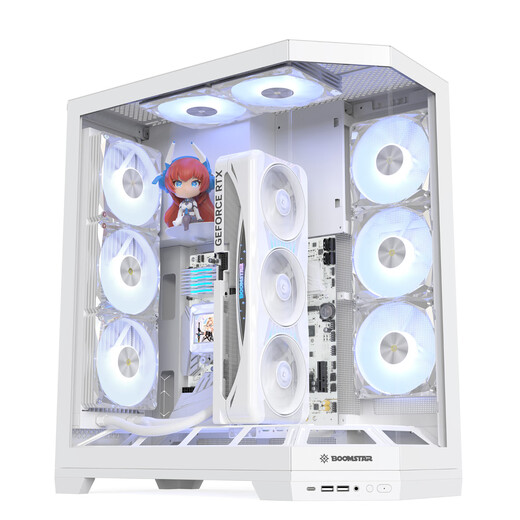 影驰星曜空间站台式电脑机箱立装显卡海景房白/手办位/ATX/TYPE-C/快拆/支持360水冷/护线圈/一体跳线