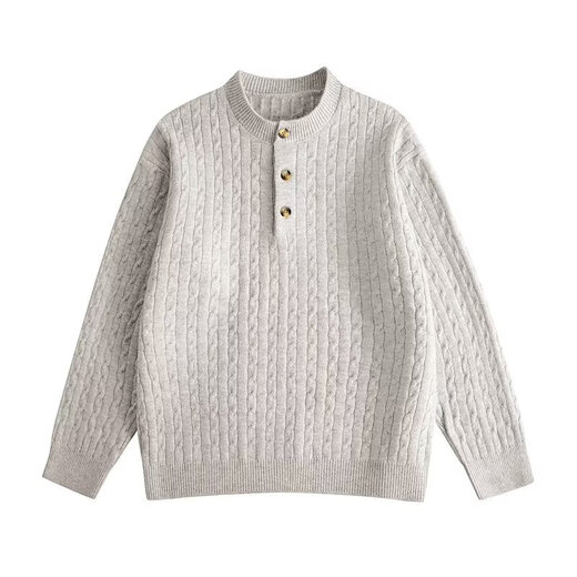 Twist Henry collar sweater for men in autumn and winter Korean style lazy long-sleeved top old money style pullover sweater jacket gray 2XL recommended 140-160Jin Jin equals 0.5 kg