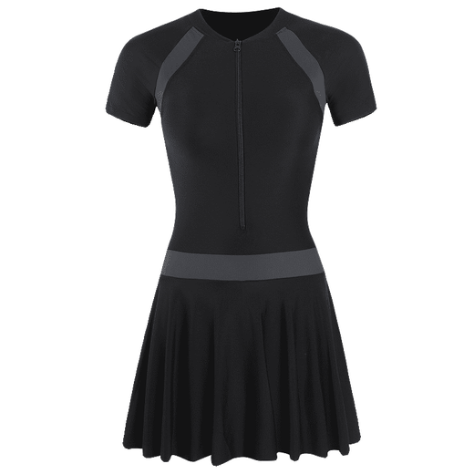 Nanbomaru one-piece swimsuit for women, fashionable belly-covering slimming sunscreen quick-drying swimsuit for women, conservative training skirt-style boxer swimsuit 8600 black swimsuit + swimming cap + swimming goggles, free nose clip and earplugs M Weight 80-100Jin Jin is equal to 0.5 kg