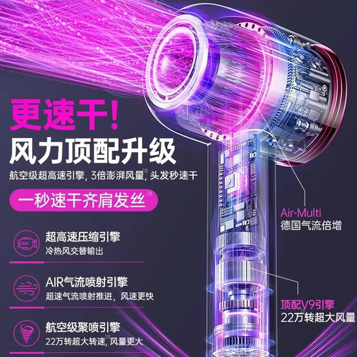 DYAI Mousen high-speed leafless hair dryer high-power household silent negative ion hair care does not damage hair Huaqiangbei hair dryer No. 1 brand good products | low price on the whole network rose red top with single air nozzle | national 3C certification 4.5 billion moisturizing negative ions | 5 seconds constant temperature quick drying | gift box
