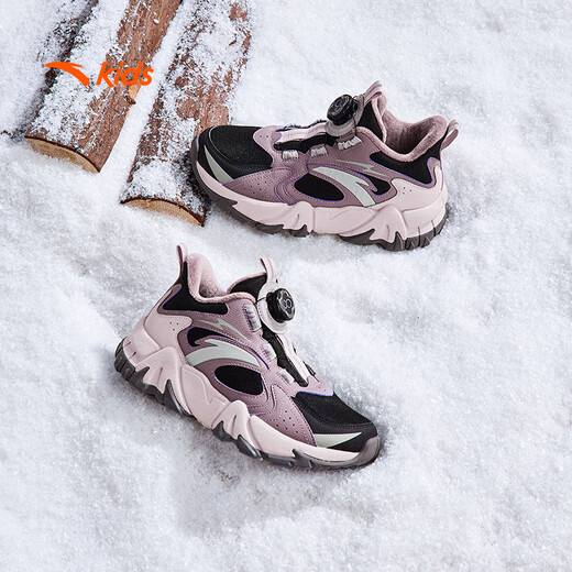 ANTA children's and older children's cotton shoes 2025 winter warm non-slip wear-resistant middle and older children's sports plus fleece shoes A22546902