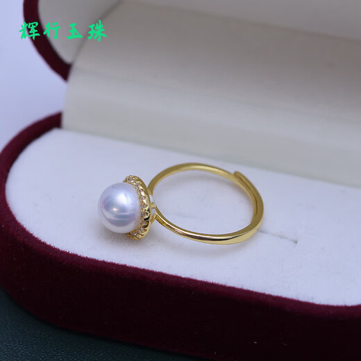 Zhuji natural freshwater pearls, strong light, nearly round beads, almost flawless, S925 silver women's adjustable ring, silver accessories + white pearls, opening adjustable