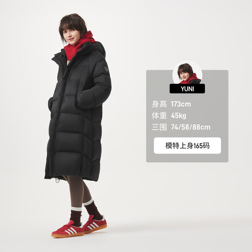 Tambor Autumn and Winter Cloud Puff Down Jacket Women's Long Thick Warm Hooded Warm Jacket TB5530838D Black XS (155)