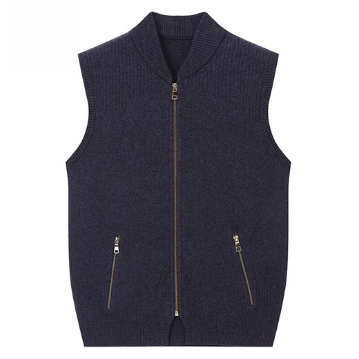 KING DEER Pull en Pur Cachemire pour Homme Cardigan sans Manches pour Homme Automne et Hiver Gilet Tricoté avec Gilet de Poche Gilet à Fermeture Éclair Épaissi Noir Gris L 115/175 Code