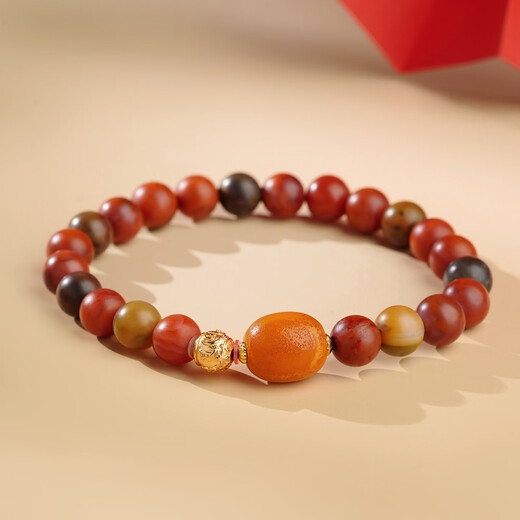 Potala Palace Southern Red Beeswax Bracelet 925 Silver Six-Character Mantra Transfer Bead Bracelet for Men and Women as a Gift for Your Boyfriend’s Year of Life Southern Red Beeswax Bracelet