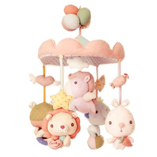 Shantou Lincun Aileqi handmade pure cotton newborn crib bell music rotating bedside bell fabric baby doll toy diy A type + double spiral bracket + multi-functional music