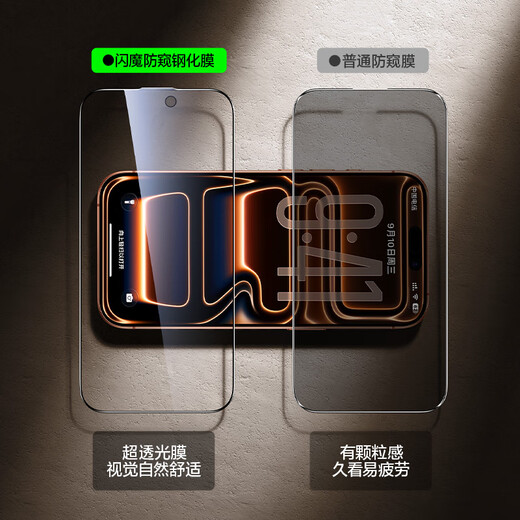 Flash Magic is suitable for Apple 17Pro anti-peeping tempered film iPhone17Pro mobile phone film, anti-peeping, dust-proof, anti-fall, anti-fingerprint, full screen coverage, dust-free compartment protective film