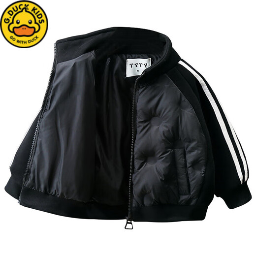 G.DUCKKIDS Little Yellow Duck Children's Light Clothes Winter New Boys Short White Duck Down Jacket Western Style Student Black Jacket Black 120 (recommended height is about 115 cm)