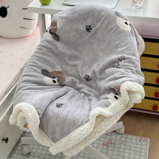 Enxing Winter Thickened Milk Lamb Velvet Blanket Nap Office Shawl Air Conditioning Blanket Coral Velvet Sofa Small Blanket Gray Footprint Dog Thickened Milk Lamb Velvet Double Blanket 200x230cm - About 4.2Jin Jin equals 0.5kg Double Throw Blanket