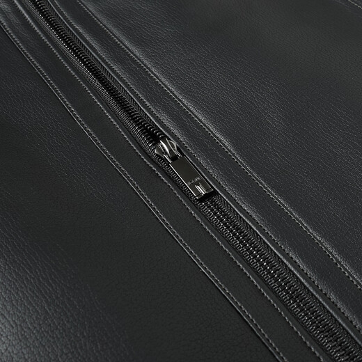 Blue Veyron detachable fur collar velvet thickened leather jacket men's winter new middle-aged men's lapel jacket