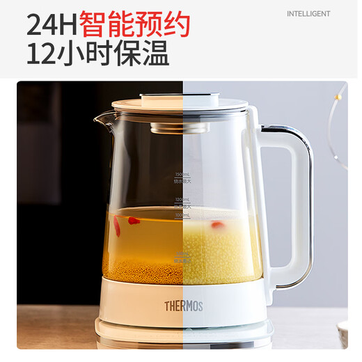 THERMOS pure titanium health kettle kettle multifunctional small office 2025 new tea maker hot water kettle flower teapot Thermos white (tea leakage) 1.5L