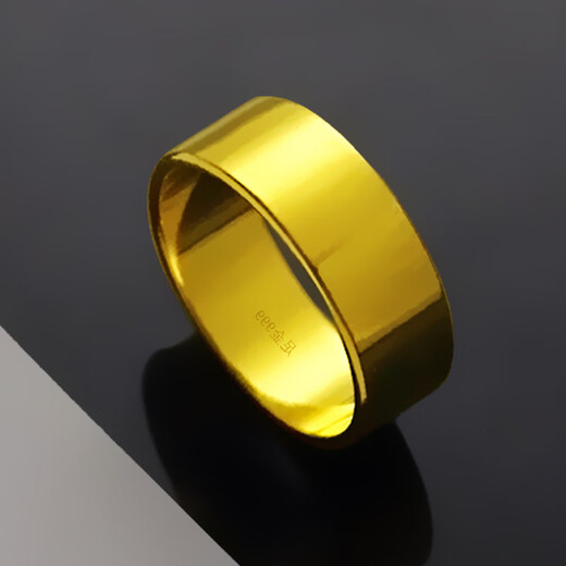 Craftsman gold ring for men and women pure gold 999 glossy surface solid closed mouth atmospheric aperture plain circle retro domineering gift giving face width 5mm 6g, return and replenish according to the actual gold