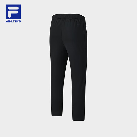 FILA official men's knitted trousers 2025 winter new fitness sports basic plus fleece straight pants dark black-BK 3XL 190/96A/XXXL