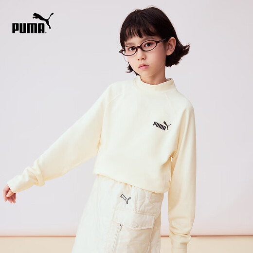 PUMA official authentic new children's long-sleeved T-shirt half turtleneck elastic comfortable and warm white 10101 165