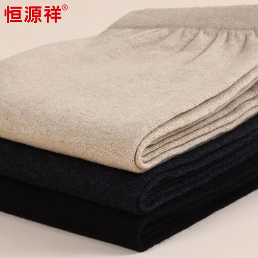 Hengyuanxiang Thin Women's Wool Pants Warm Pants Seamless Spring and Autumn Inner Wear Slim High Waist Knitted Leggings Women Black M