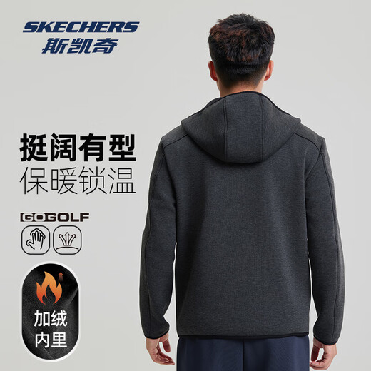 Skechers men's jacket 2025 autumn new velvet thickened warm autumn zipper fleece cardigan sweatshirt