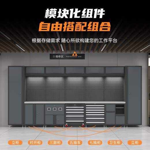 Jiujuhe 4S shop auto repair workstation combination tool cabinet multi-functional maintenance workshop workbench drawer-type tool cart two-unit combination cabinet-1
