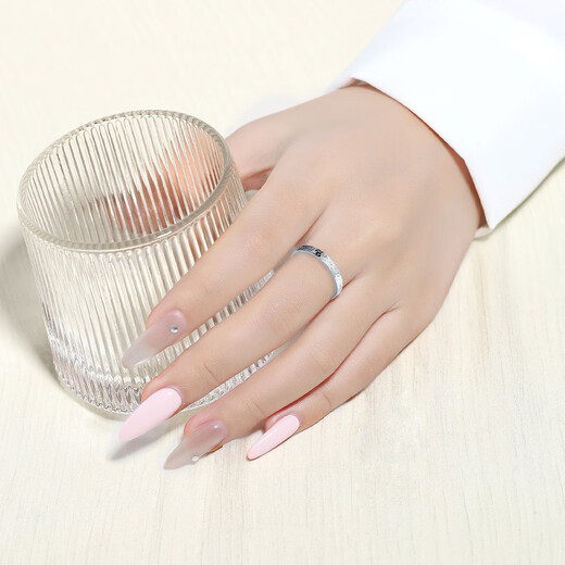 Wanfulong Platinum Ring PT950 Platinum Ring Crushed Ice Ring Couple Ring Sparkling Hand Accessories for Men and Women Platinum PT950 for Men and Women 3.82g (No. 16)
