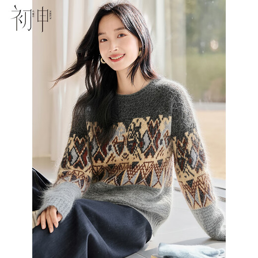 First application for autumn and winter sweaters for women, classic round neck Fair Isle pattern New Year's Eve sweater tops S54Z104