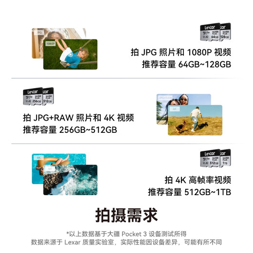 Lexar 256GB TF (MicroSD) memory card V30 4K read 205MB/s Drone action camera Pocket3 officially recommended memory card (SILVER PLUS)