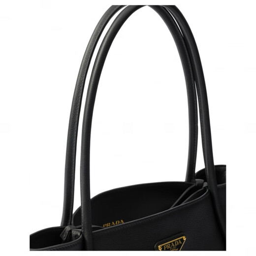 PRADA Enamel Metal Triangle Logo Magnetic Closure Grained Leather Shoulder Handbag Mini Women's Black Basic Pack (Bag + Dust Bag)