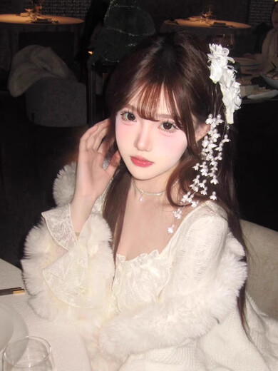 Yingtang White Lily Valley Flower Tassel Hair Accessory Women's Side Clip Japanese Style Headwear Bridal Hair Clip Ancient Style White Lily of the Valley Side Clip