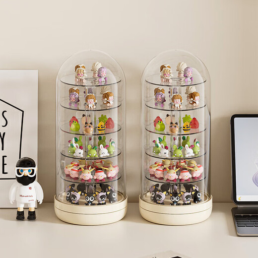 Cabinet Cute Bubble Mart Display Box Rotating Blind Box Ornaments Display Cabinet Dustproof Acrylic Transparent Storage Box Mango Yellow Large Size Free Glue (360 Rotations)