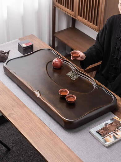 Fantasy Ebony Tea Tray Home Solid Wood Kung Fu Tea Table Office Special Log Tray Tea Set Accessories Rosewood Pattern Flat Blue Cloud 80x42x7cm 7B Flower