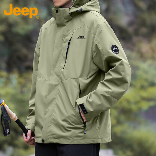 Jeep (JEEP) jacket men's autumn and winter three-in-one assault top jacket polar fleece men's military green XL