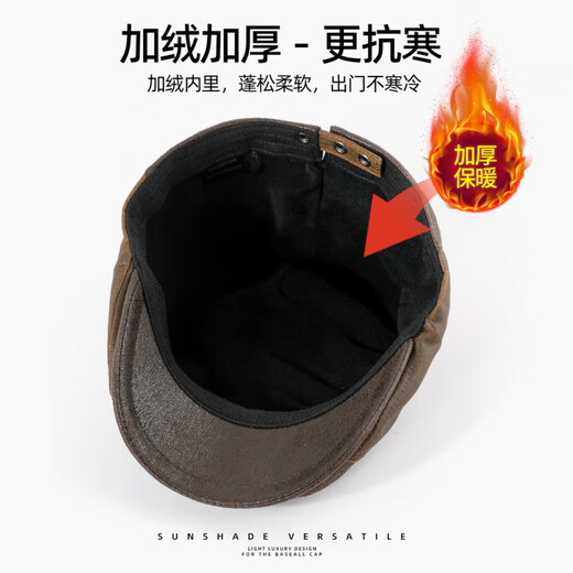 SOMUBAY (SOMUBAY) new autumn and winter dad hat men's lightweight breathable beret middle-aged and elderly grandfather retro fashion warm forward hat brown one size (55-59CM)