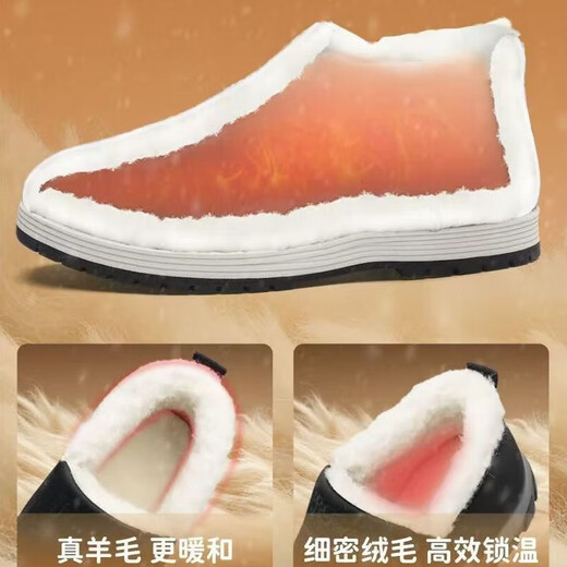 Old Beijing cloth shoes for men in winter, warm and velvet thickened, non-slip and wear-resistant, casual slip-on lazy driving work shoes, black cloth shoes with velvet, velvet and thickened 42 (260mm)