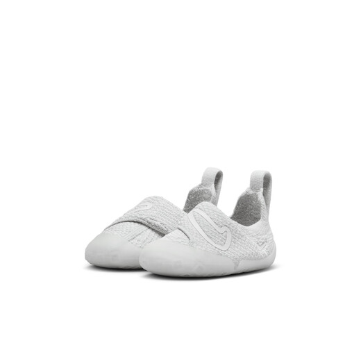Nike infant and child easy to put on and take off sneakers with Velcro for winter for boys and girls fly knitted NIKE SWOOSH 1 FB3244 002 light silver/sail white/phantom gray/canye gray 21