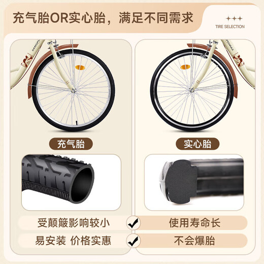 Bicycle adult commuter light transportation leisure student retro bicycle for work riding parent-child men and women top configuration/single speed-yellow double-layer aluminum wheel 24 inches 145-165cm