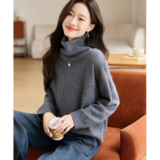 Shexi (Srcr) 365g thickened 100% wool sweater for women autumn and winter loose knitted base layer