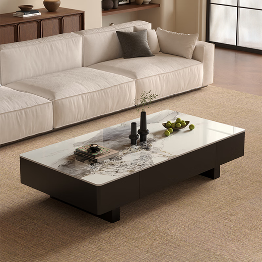 Qiyinge Italian light luxury slate coffee table living room household small apartment simple and high-end 2025 new rectangular coffee table