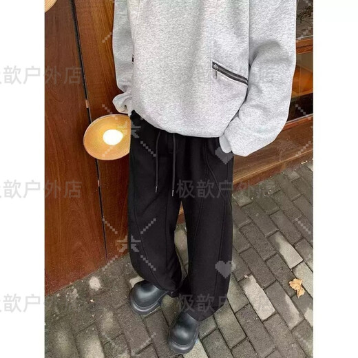 Tanbeiman Willow Leaf Cut Pants 3D Crotch Scimitar Sweatpants Men's Autumn and Winter Style American Style Handsome OOTD Lift-Up Micro-Large Pants Apricot 6XL