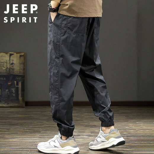 JEEP SPIRIT Jeep Casual Pants Men's Autumn and Winter Trendy Workwear Pants Harlan Charge Pants Black XL