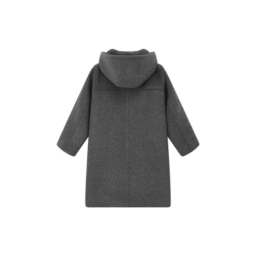 ELLE KIDS 50% wool coat French preppy style autumn and winter hooded temperament girls mid-length loose woolen coat