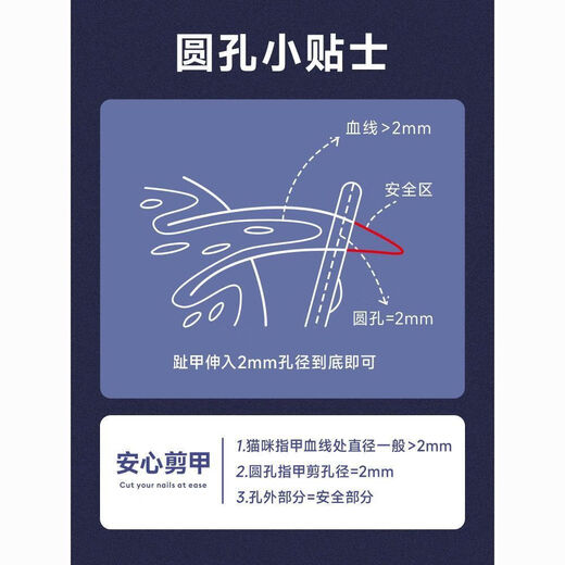 Cat Nail Clippers Dog Pet Nail Clipper Artifact Round Hole Novice Supplies Blind Shear Kitten Nail Clippers Special Round Hole 2MM Positioning Special for Cats and Dogs One Pack Random Color Delivery
