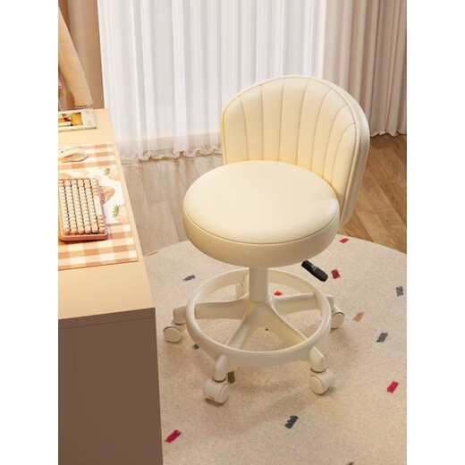 Fantasy Cream Style Makeup Chair Home Chair Backrest Dressing Table Stool Bedroom Lift Swivel Chair A Stool Pulley Cloud Model - Cream White All-round Extra Thick Carbon Steel