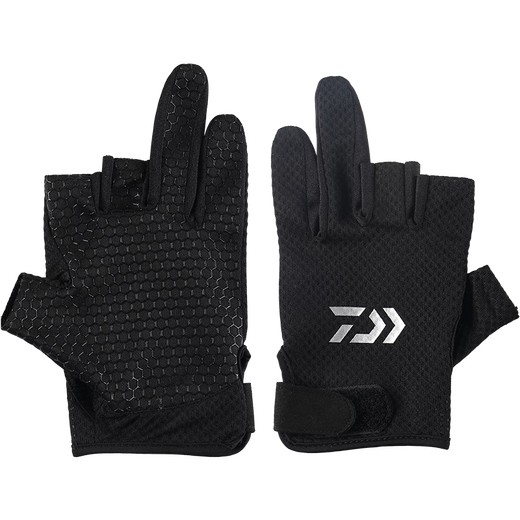 Zailou's new lure gloves, sweat-absorbent and quick-drying fishing gloves, mesh breathable, 35-finger sports gloves, one size fits all, 3-finger black, exposed