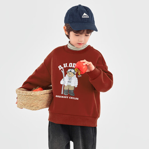Duojia Ski Bear Boys' Fleece Sweater Winter Windproof Half Turtle Collar Casual Top Children's Fashion Fake Two Pieces