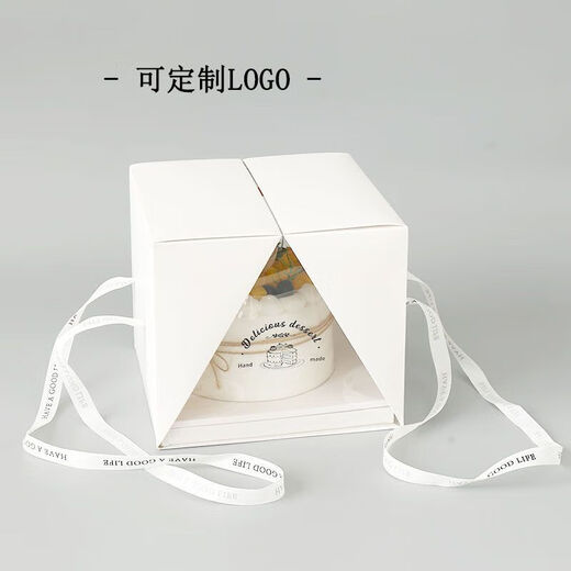 NAOISKEY portable transparent cake box 6 inches 8 inches birthday cake mousse square box dessert snack packaging box high-end gift box 8 inches + cutlery for 10 people Customized contact customer service Free candle for the first order Need to contact customer service