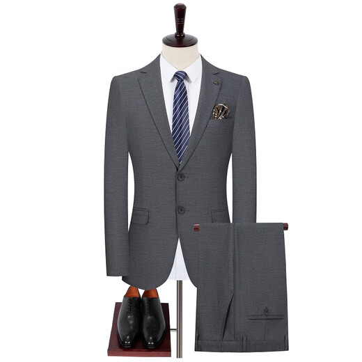 Chalides light luxury high-end wool suit for men 2025 autumn and winter new business casual two-piece suit for men 1105 gray two buttons without splits 46 165 yards recommended 100-119 Jin Jin equals 0.5 kg