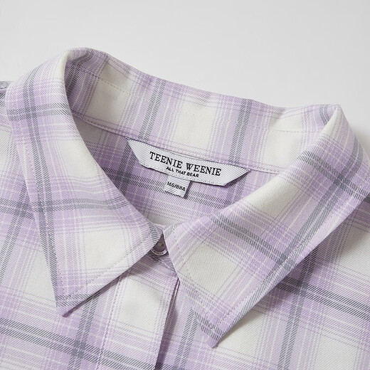 Teenie Weenie Bear Women's Shirt 2025 Autumn New Fun Embroidered Colorful Plaid Lapel Shirt