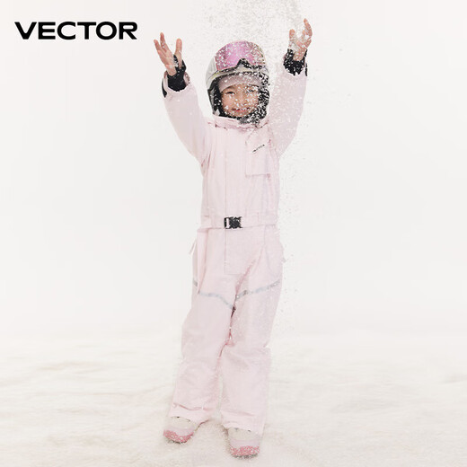 Wanketuo children's one-piece ski suit for boys and girls, outdoor thickened warm waterproof ski suit and pants set, complete set of snow equipment, glacier powder M 150, suitable for height 145-155c